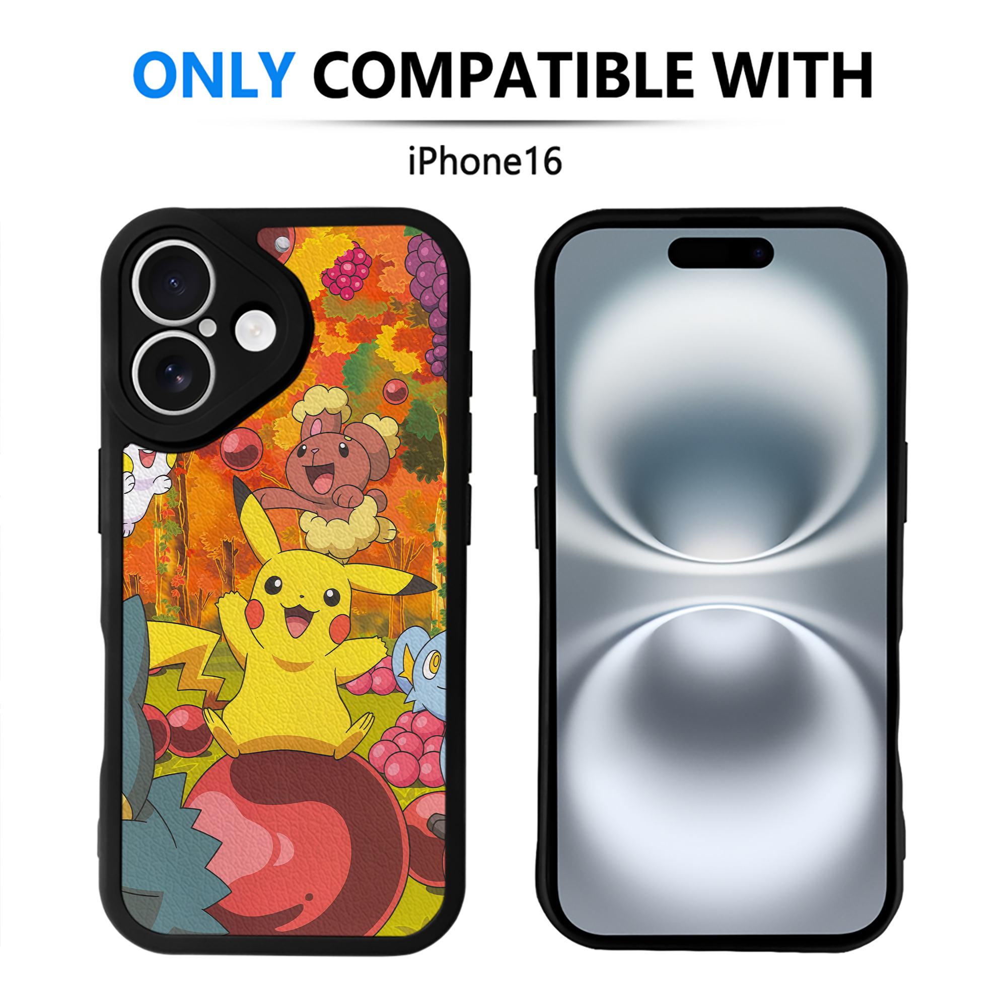 （画像用） ポケットモンスター Pokémon 【iPhone 16シリーズ対応】シリコンスマホケース（レザー調） 材質：シリコン